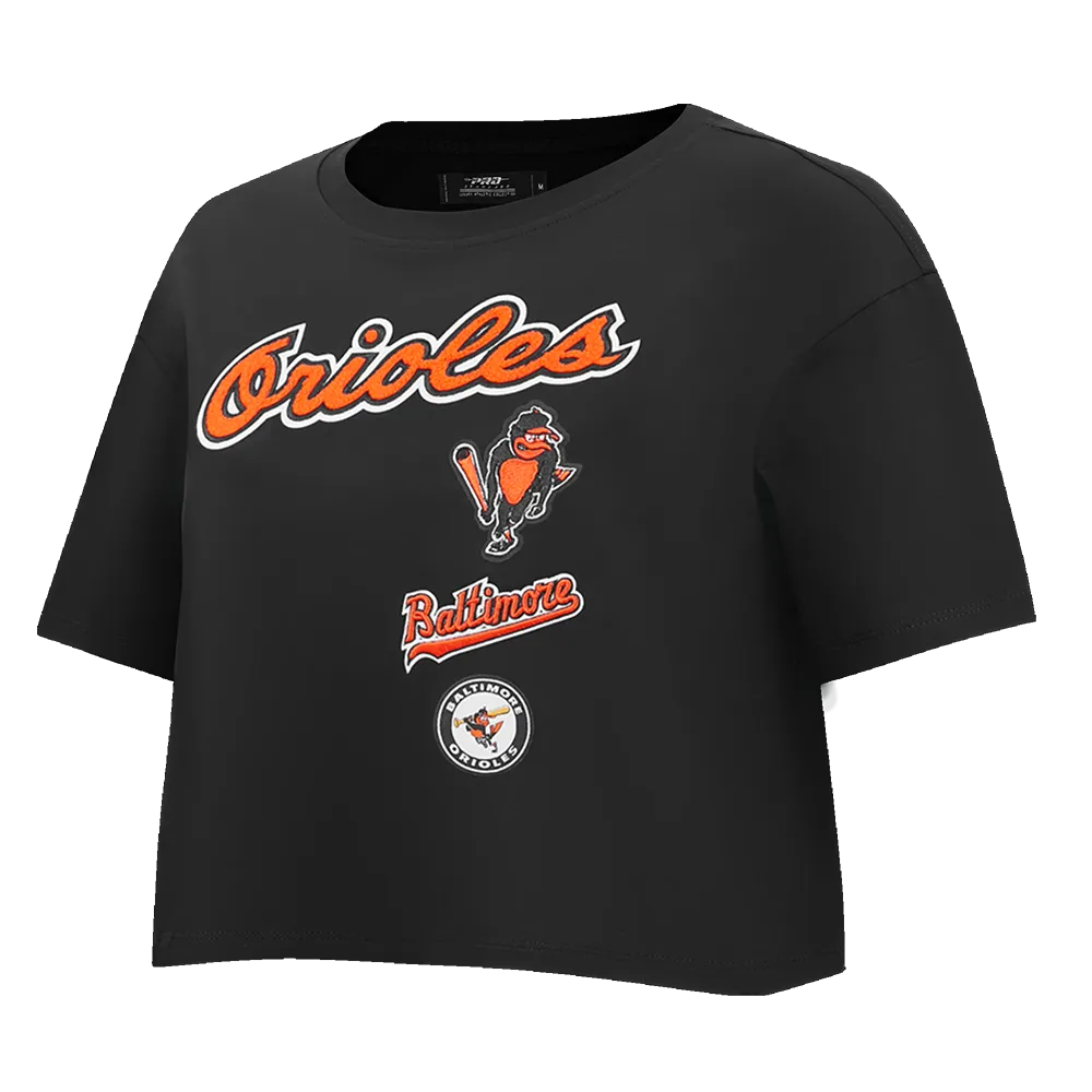 MLB BALTIMORE ORIOLES RETRO CLASSIC WOMEN'S BOXY TEE (BLACK)