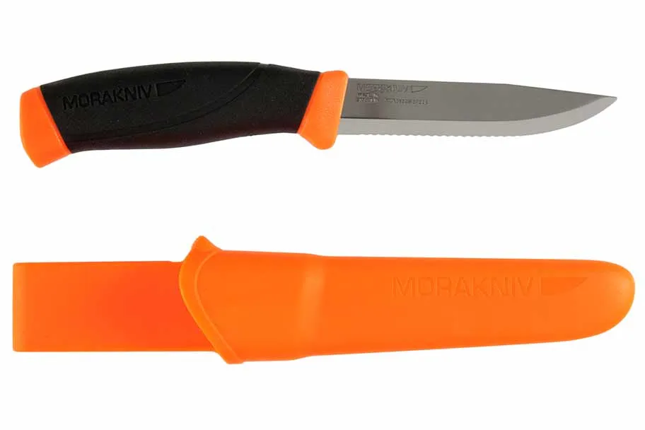 Morakniv Companion F Serrated Stainless Steel Fixed Blade Knife with Sheath