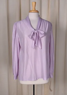 NWT 1940s Style Lavender Sheer Striped Bow Blouse