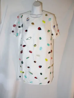 NWT NEW STELLA MCCARTNEY BAUBLE Mini Dress 42 6 WHITE Multi Colorful