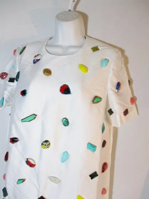 NWT NEW STELLA MCCARTNEY BAUBLE Mini Dress 42 6 WHITE Multi Colorful