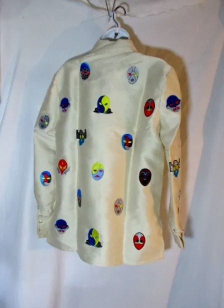 NWT NEW STELLA MCCARTNEY LUCHA LIBRE Shirt Top 42 M Embroidered Patch SAND