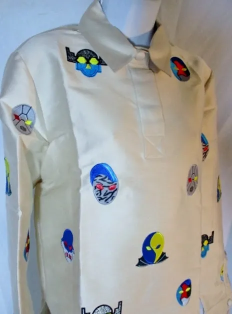 NWT NEW STELLA MCCARTNEY LUCHA LIBRE Shirt Top 42 M Embroidered Patch SAND