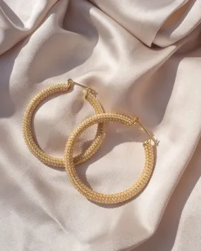 Pave Amalfi Hoops - Gold & Pearl