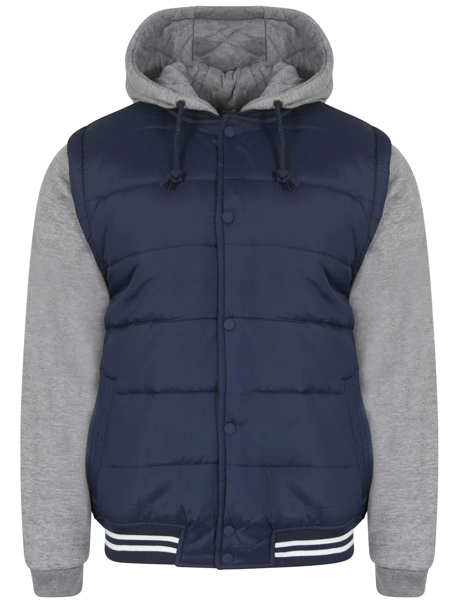 Perseus Contrast Sleeve Baseball Jacket in Midnight Blue - Tokyo Laundry