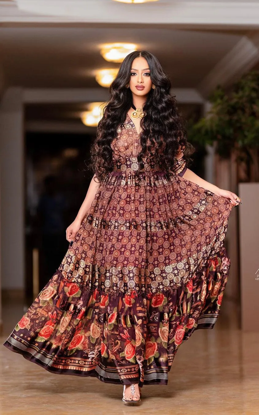 Printed Chiffon Maxi Dress
