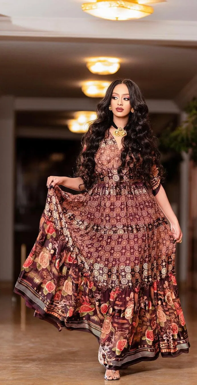 Printed Chiffon Maxi Dress
