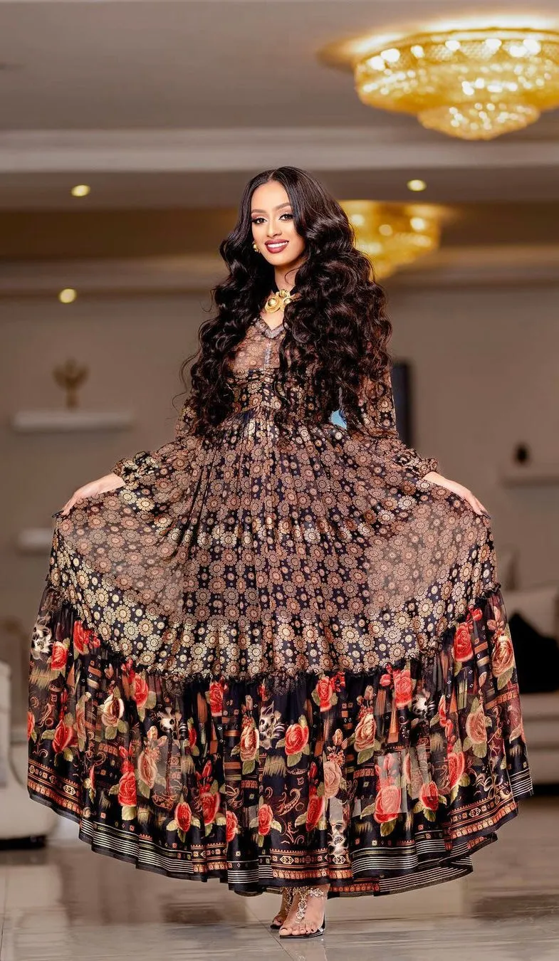 Printed Chiffon Maxi Dress