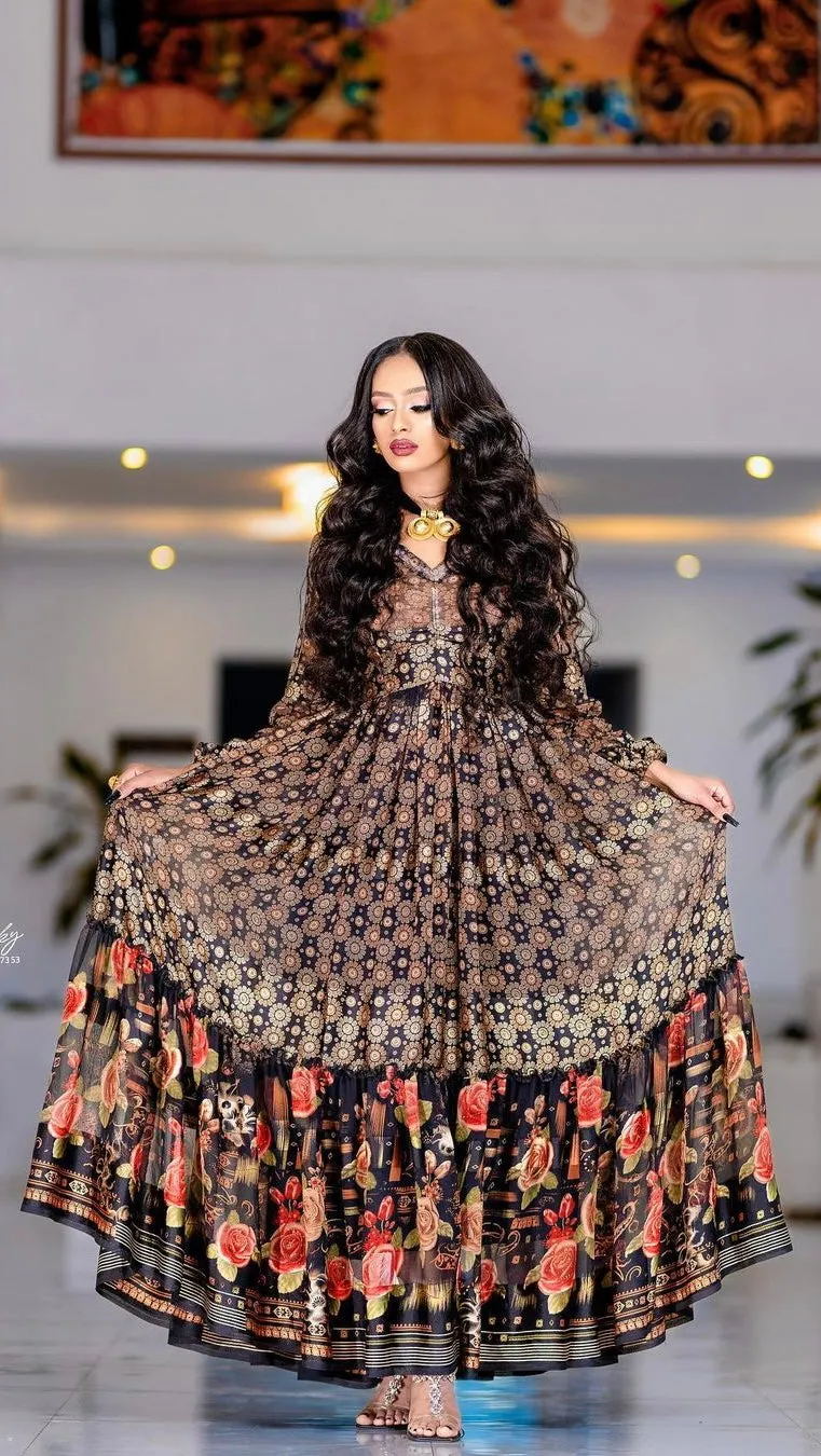 Printed Chiffon Maxi Dress