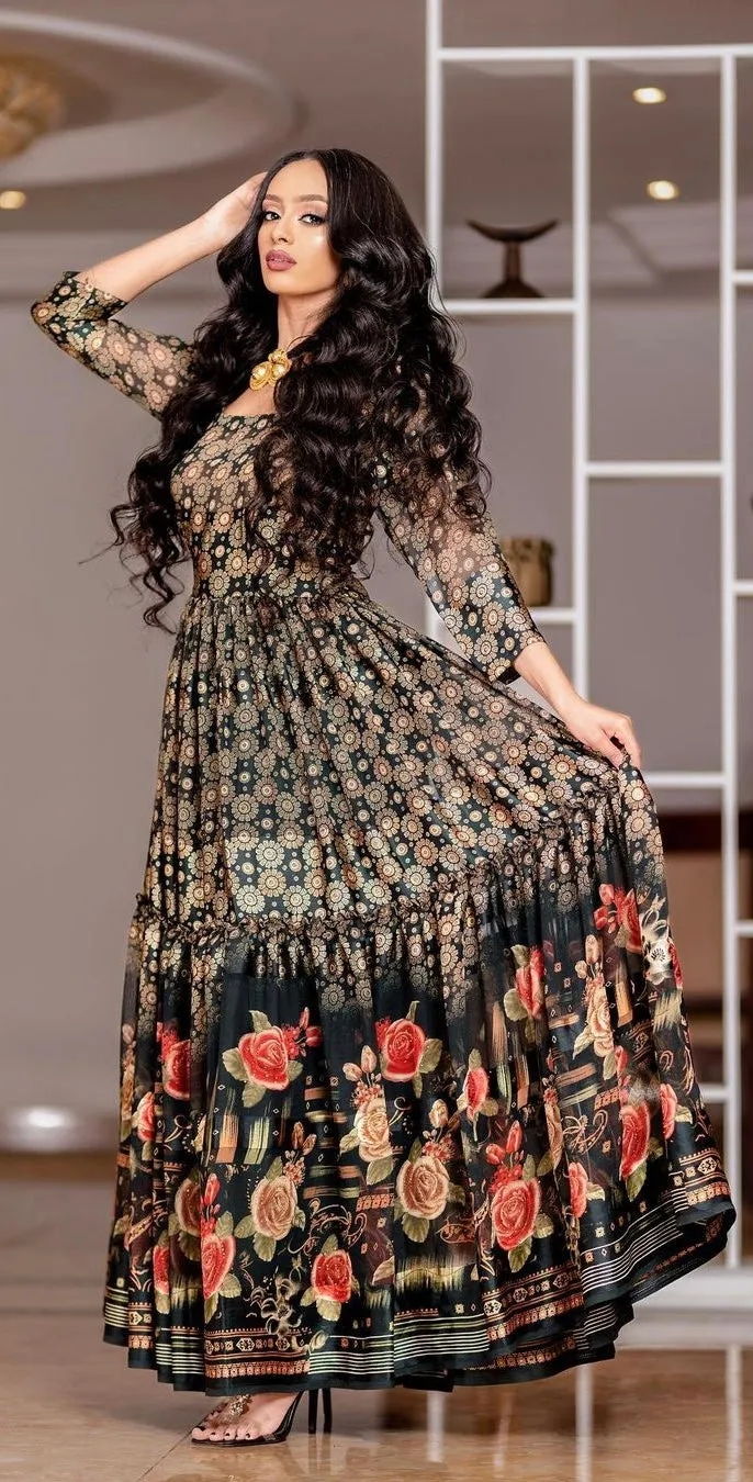 Printed Chiffon Maxi Dress