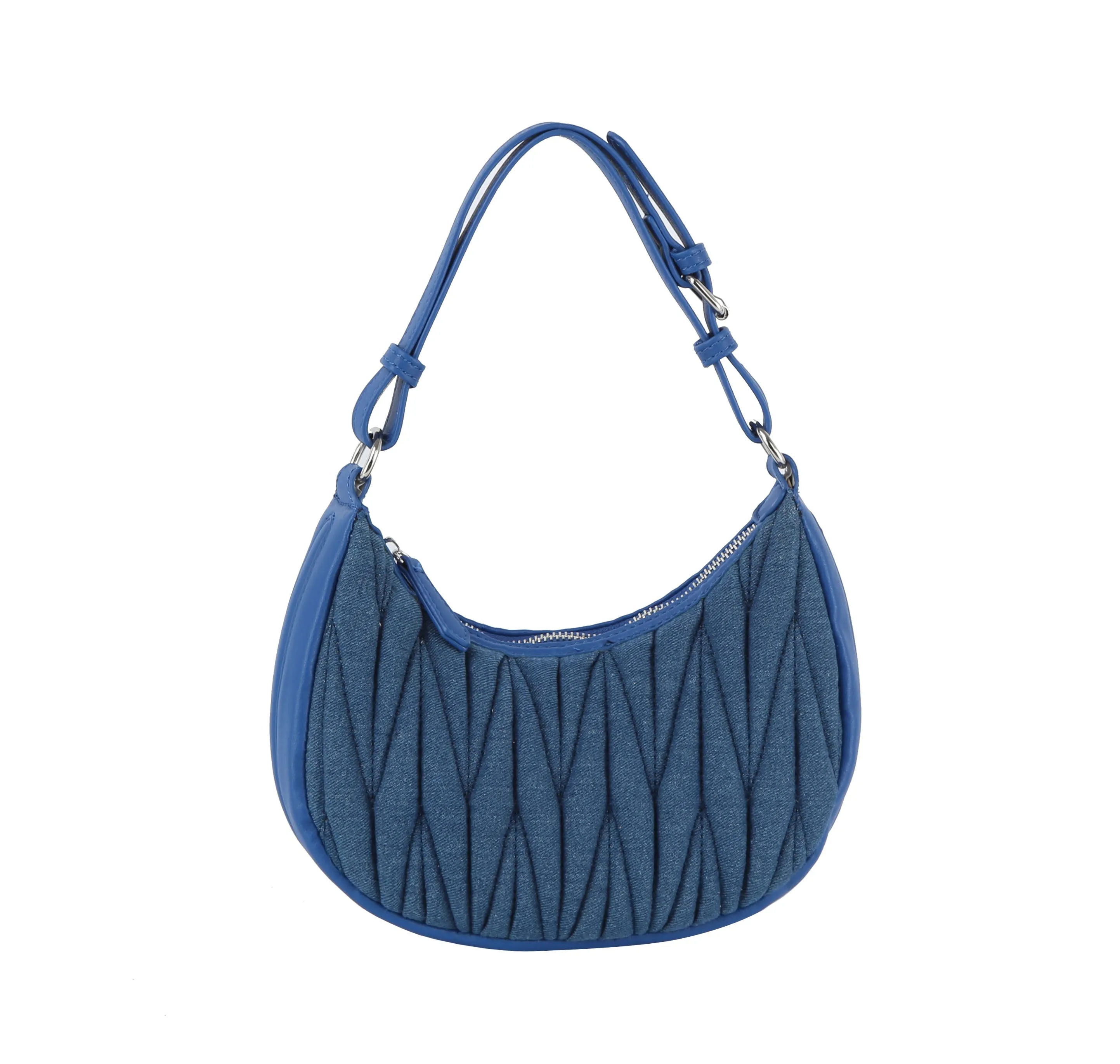 Quilted denim shoulder bag