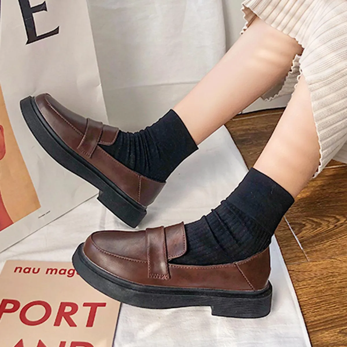 Retro Student Shoes Dark Academia Aesthetic