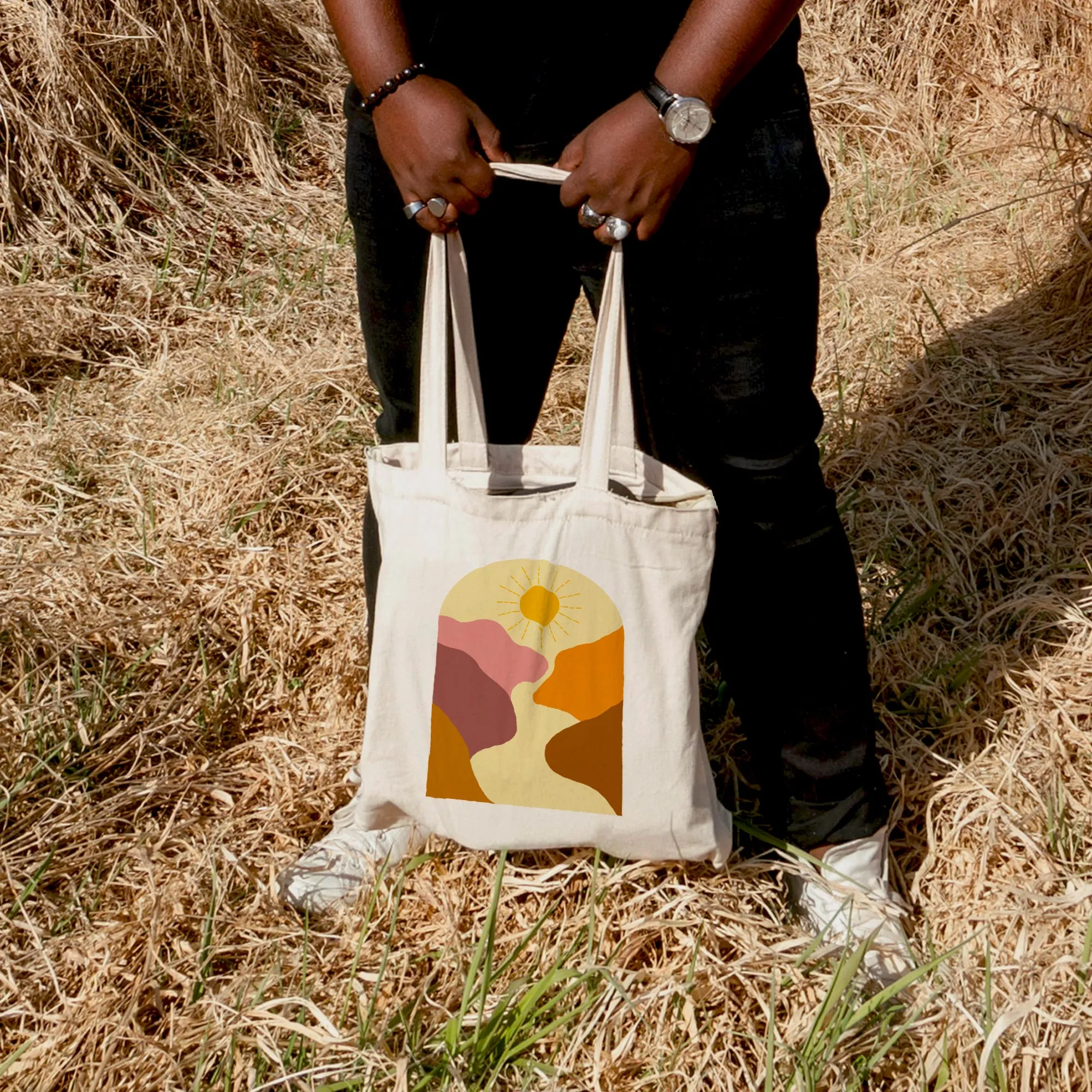 Retro Valley Sunrise Tote Bag