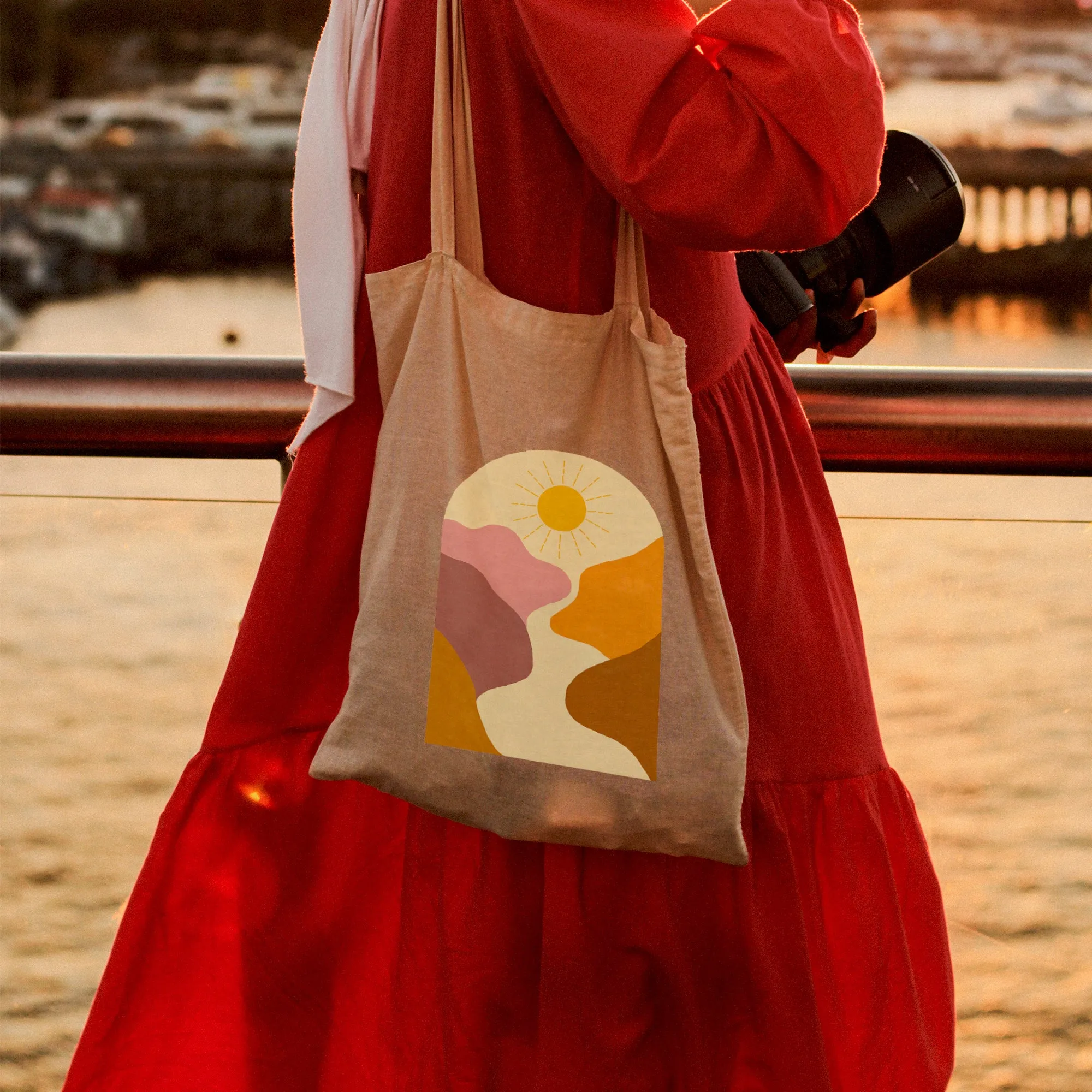 Retro Valley Sunrise Tote Bag