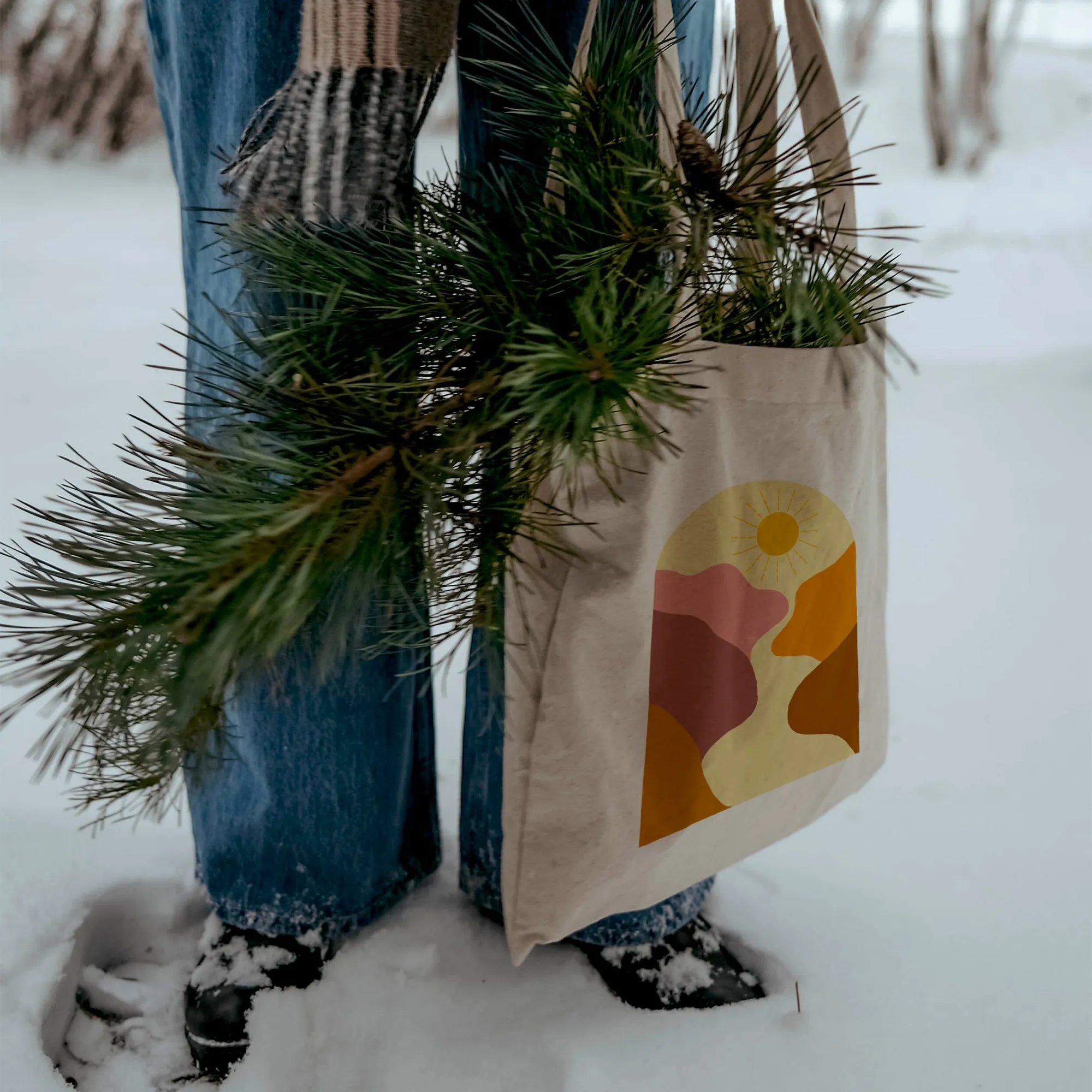 Retro Valley Sunrise Tote Bag