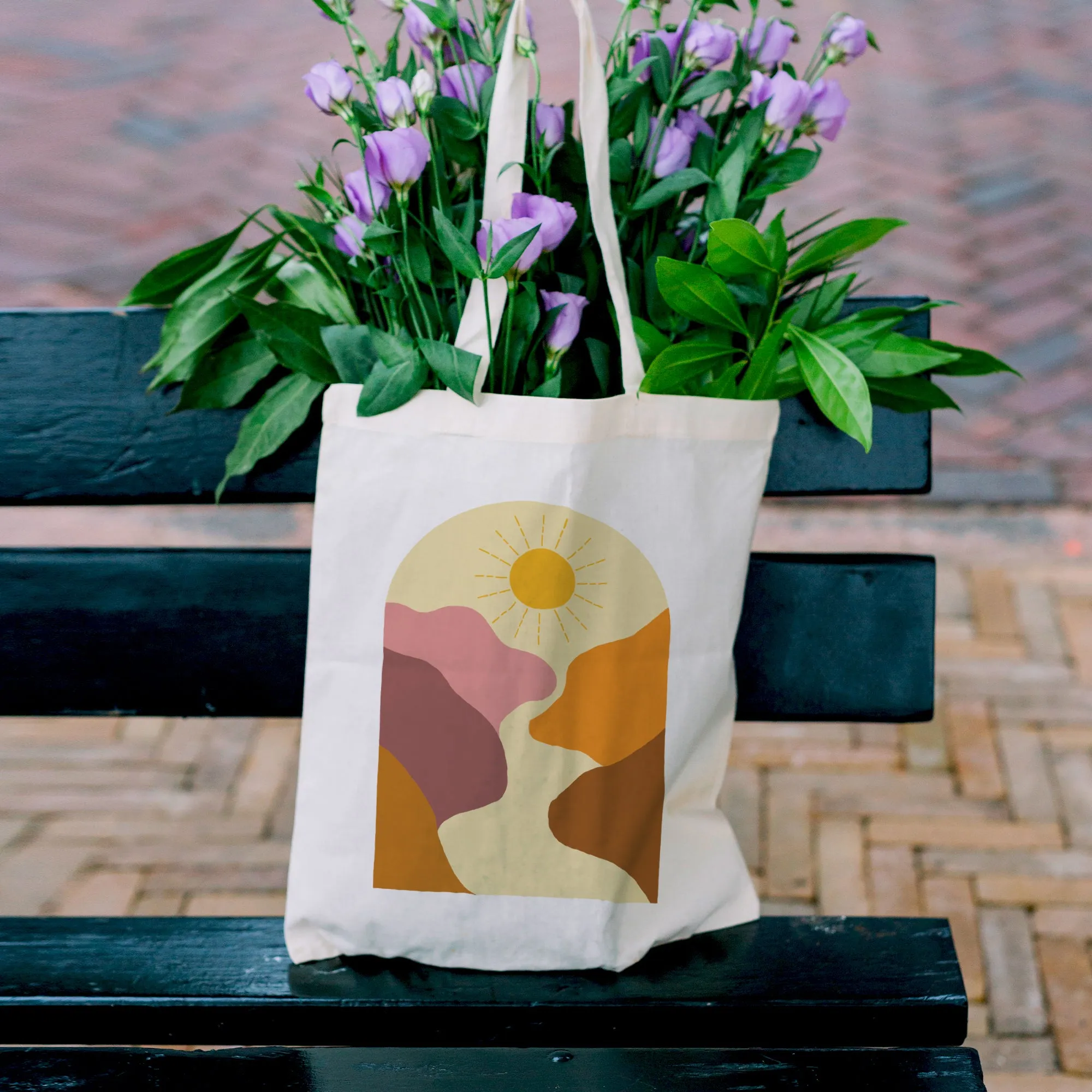 Retro Valley Sunrise Tote Bag