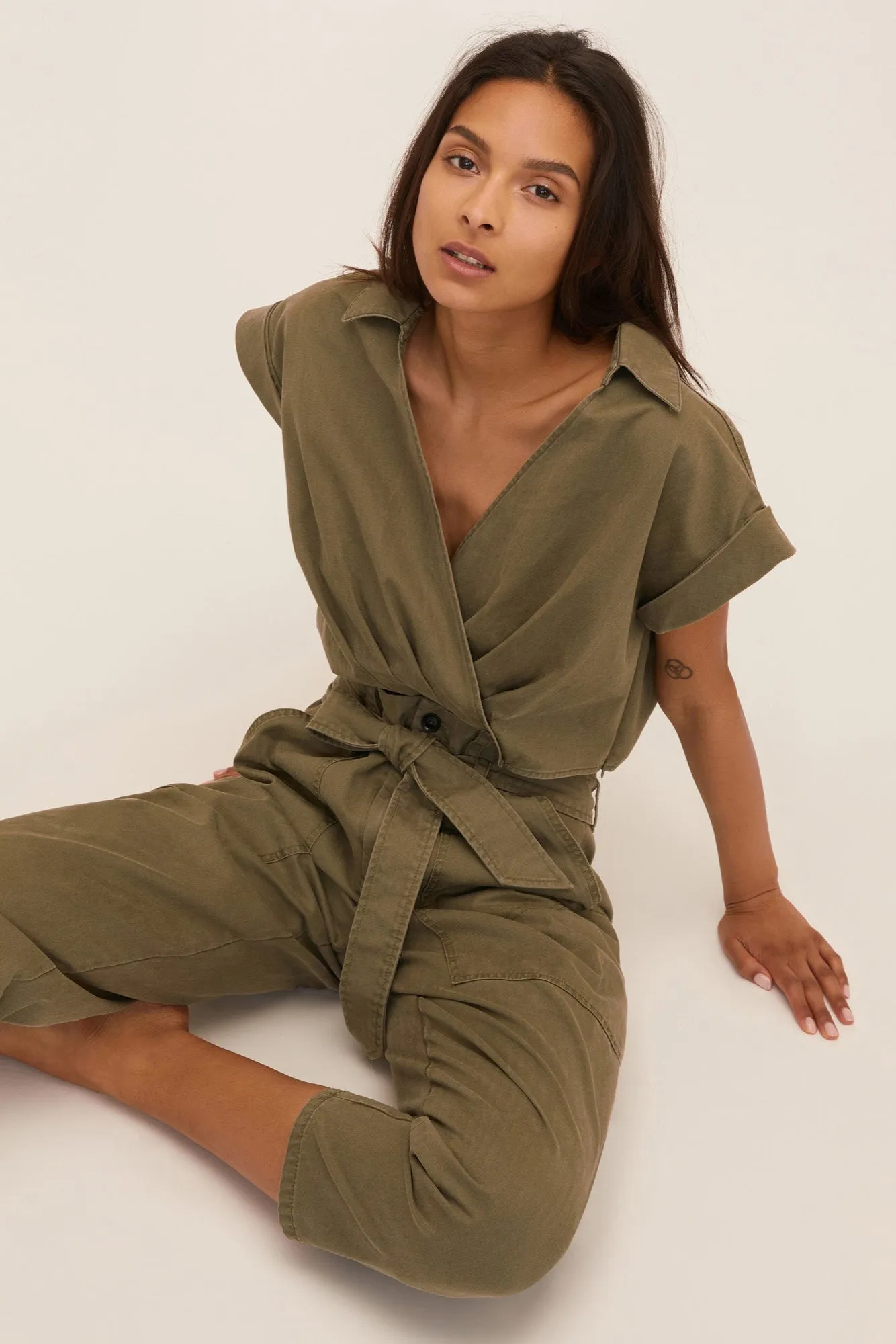 Rowe Washed Canvas Drop Shoulder Top