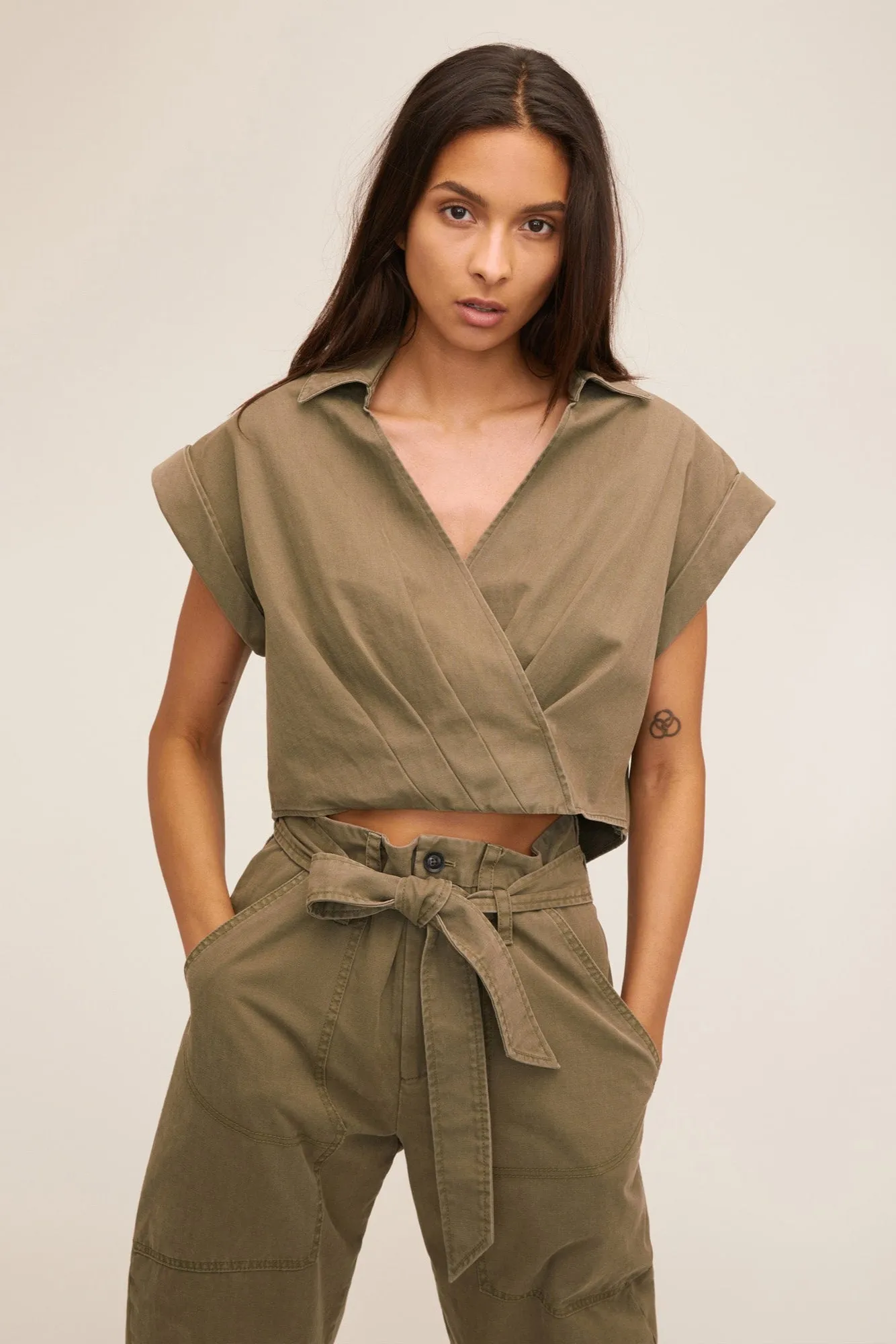 Rowe Washed Canvas Drop Shoulder Top