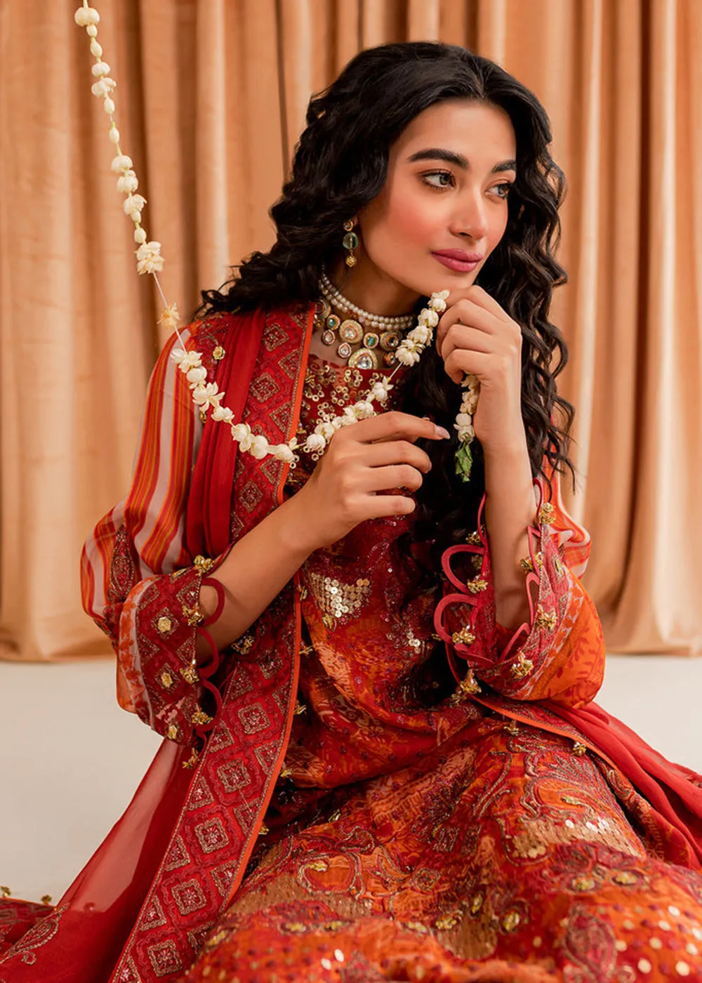 Rust Chiffon Suit - Vasal Formals ’23 By Charizma | VSL-06