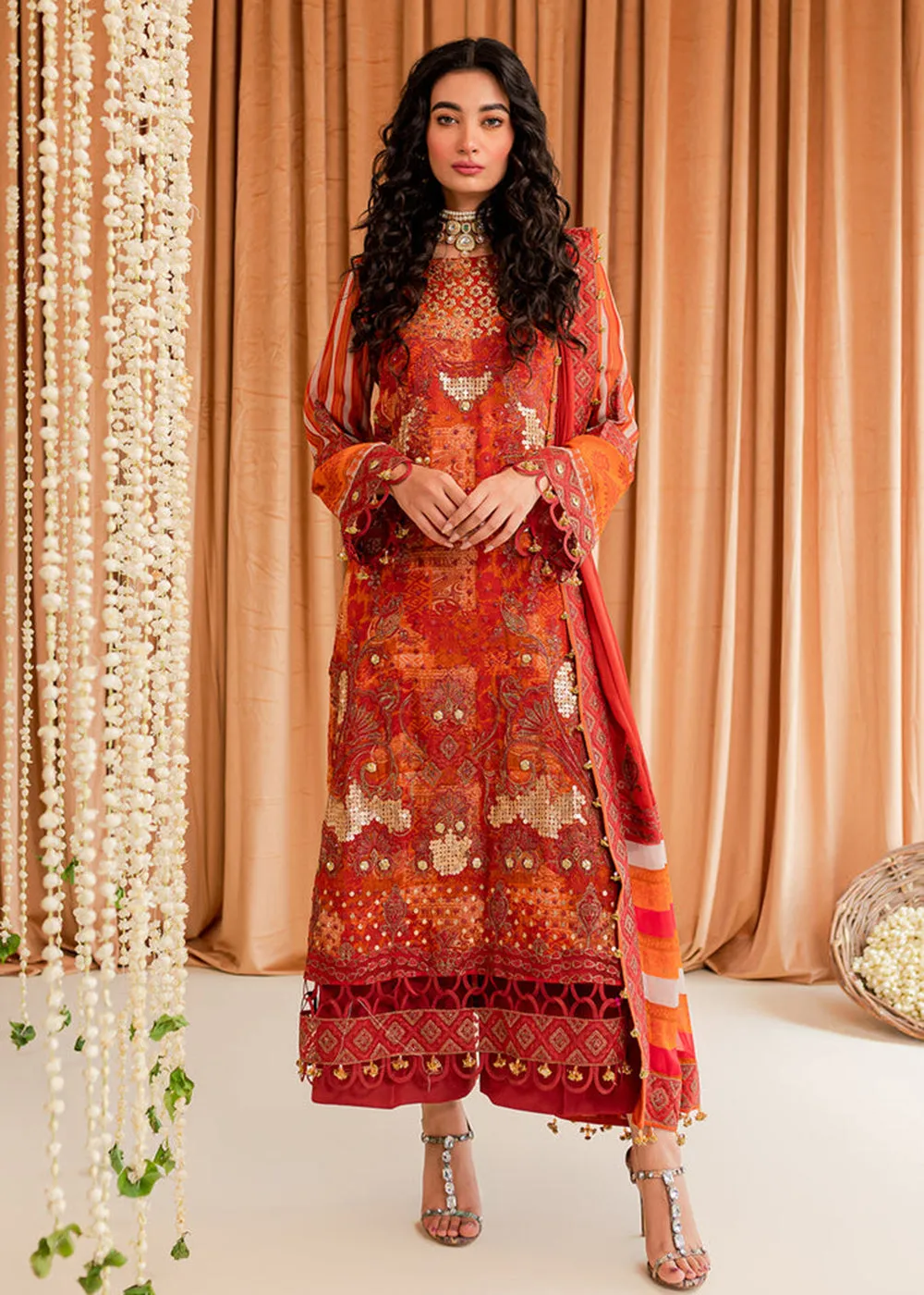 Rust Chiffon Suit - Vasal Formals ’23 By Charizma | VSL-06