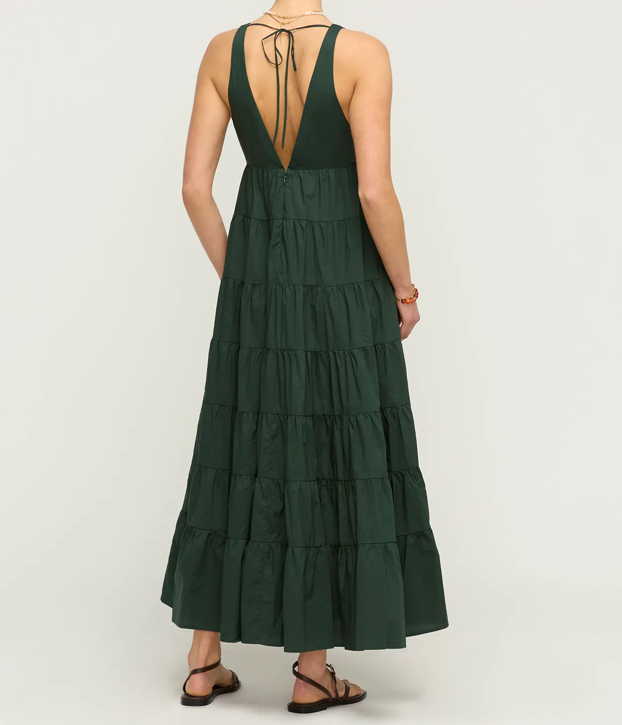 Ryan Tiered Maxi Dress in Forest Green