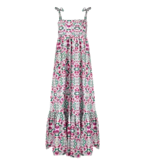 Serafina Long Dress Spring Fuchsia Mix