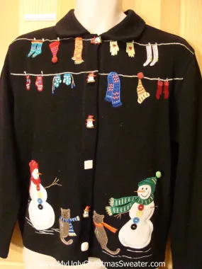 Snowman Cats Laundry Tacky ugly xmas Sweater