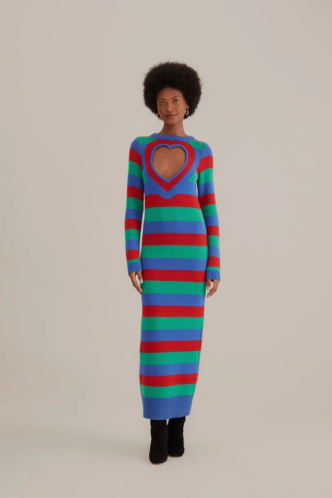 Striped Heart Knit Dress
