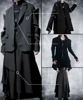 【style57】dark mode outfit set EN1854（jacket   sweater   pants set）