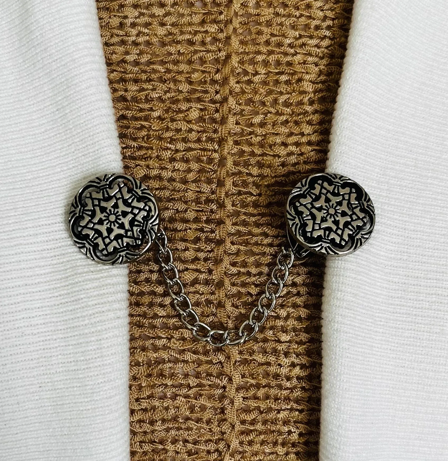 Sweater Clips Celtic Chain Sweater Clip Silver Cardigan Clasp Kimono Clasps Floral Sweater Guard Gift for Mom Gifts for Her by Fabulici