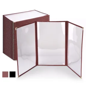 TheLAShop 8-1/2"x14" Clear Restaurant Menu Cover Folder Triple 30ct/pk