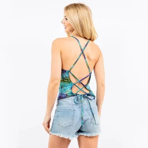 Tie-Dye Cotton Halter Top