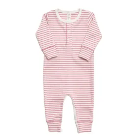 Tun Tun (Peru) - Pima Cotton Henley Jumpsuit - Mauve Stripes
