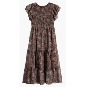 Tween Chiffon Smocked Ruffle Maxi Dress