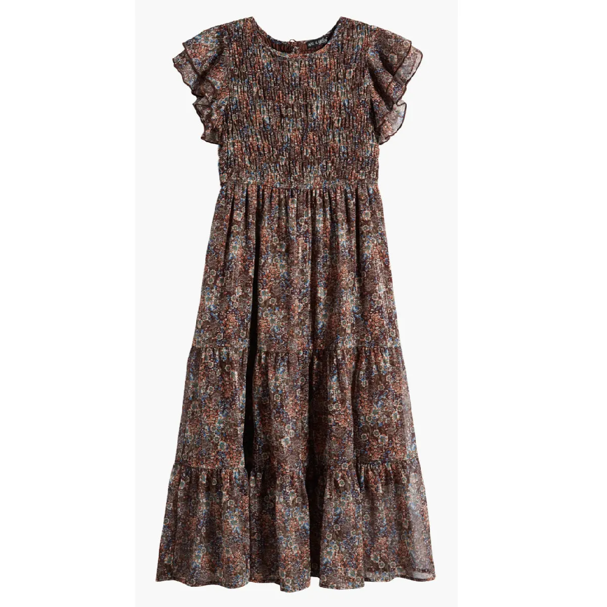 Tween Chiffon Smocked Ruffle Maxi Dress