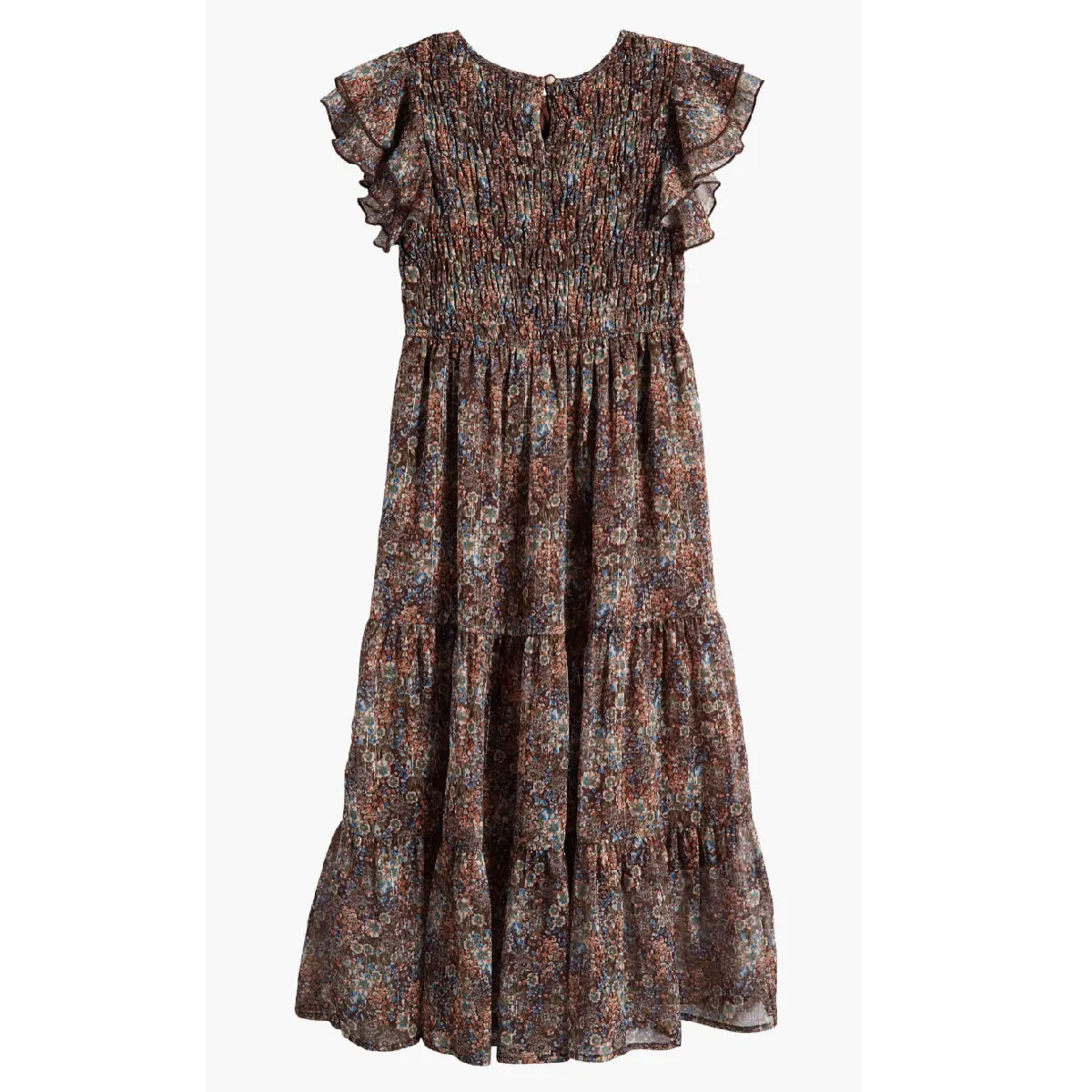 Tween Chiffon Smocked Ruffle Maxi Dress