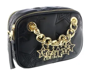 Versace Jeans Couture Black Square Star Quilted Charm Embellished Crossbody Bag