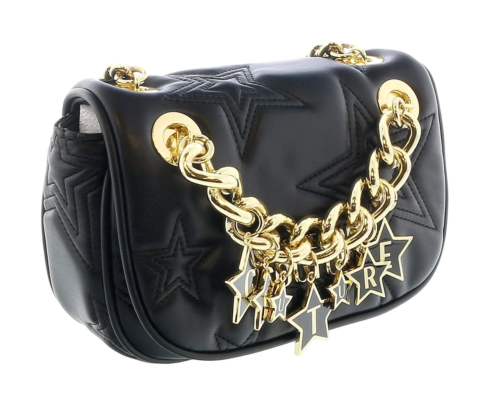 Versace Jeans Couture Black Star Quilted Charm Embellished Crossbody Bag