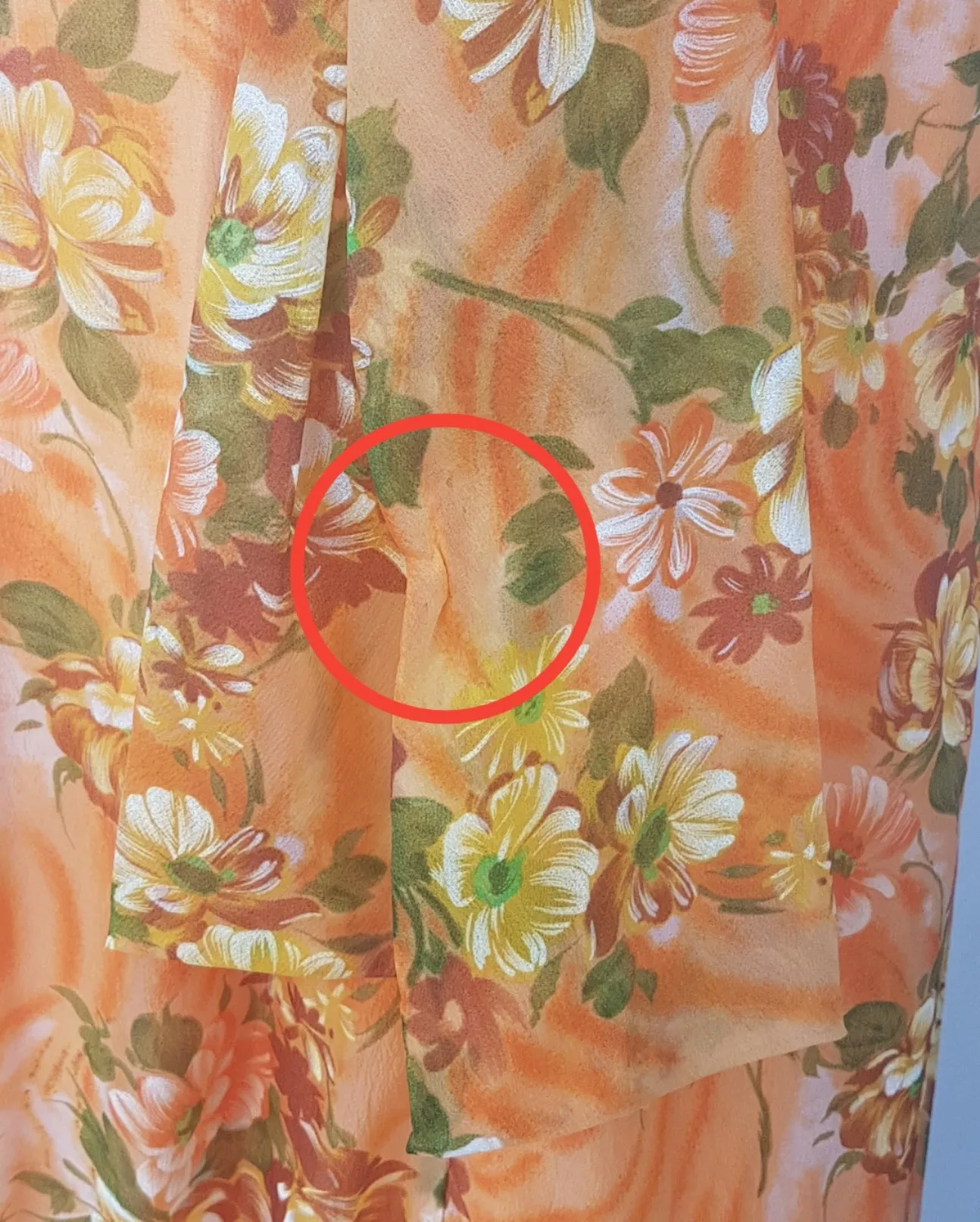 Vintage 1970's | Orange Floral Chiffon Maxi Dress