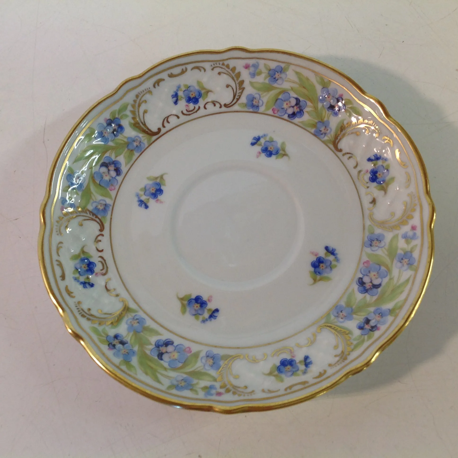 Vintage 3 Piece Porcelain Teacup Saucer Plate Set Schumann Forget Me Not Pattern Bavaria