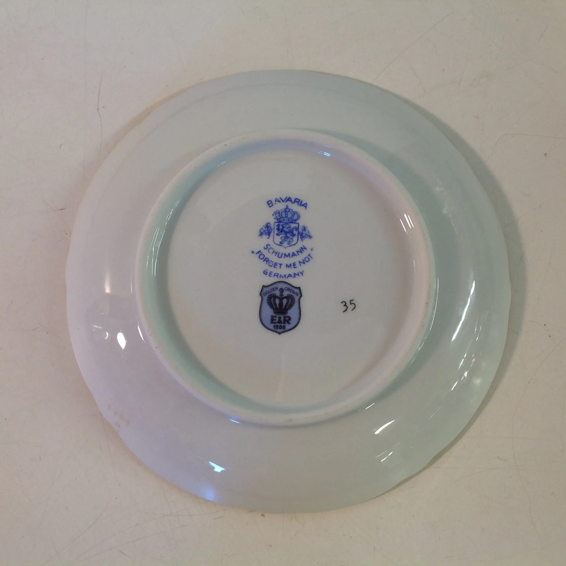 Vintage 3 Piece Porcelain Teacup Saucer Plate Set Schumann Forget Me Not Pattern Bavaria