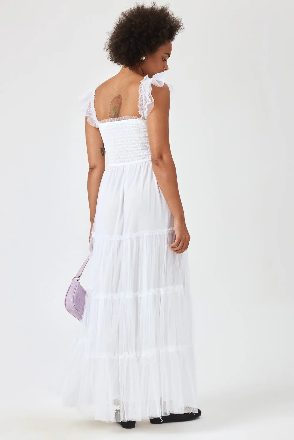 White Smock Top Chiffon Maxi Dress