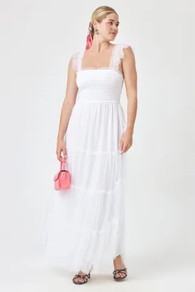 White Smock Top Chiffon Maxi Dress