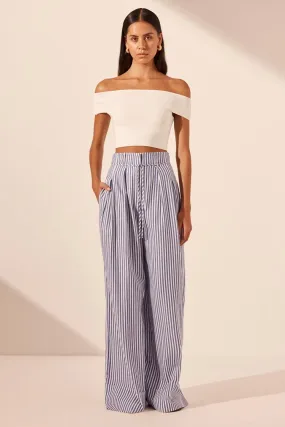 Yasmine Belted Pant in Chambray Blue