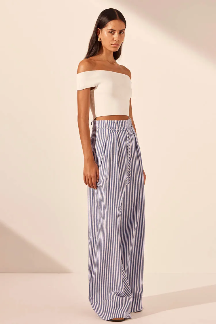 Yasmine Belted Pant in Chambray Blue
