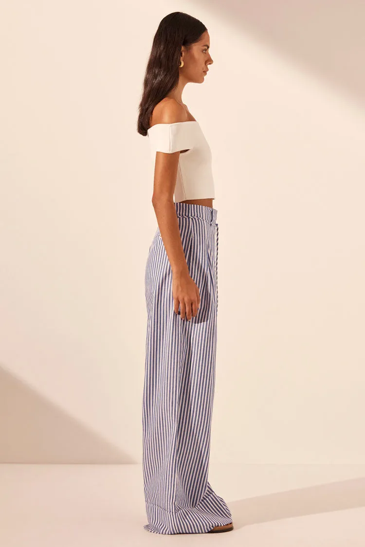 Yasmine Belted Pant in Chambray Blue